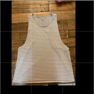 Athleta white and grey striped tank